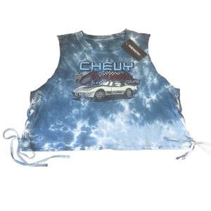Women's NWT Chemistry Chevy Corvette Coupe Cropped‎ Tie Side Tie Dye T-Shirt